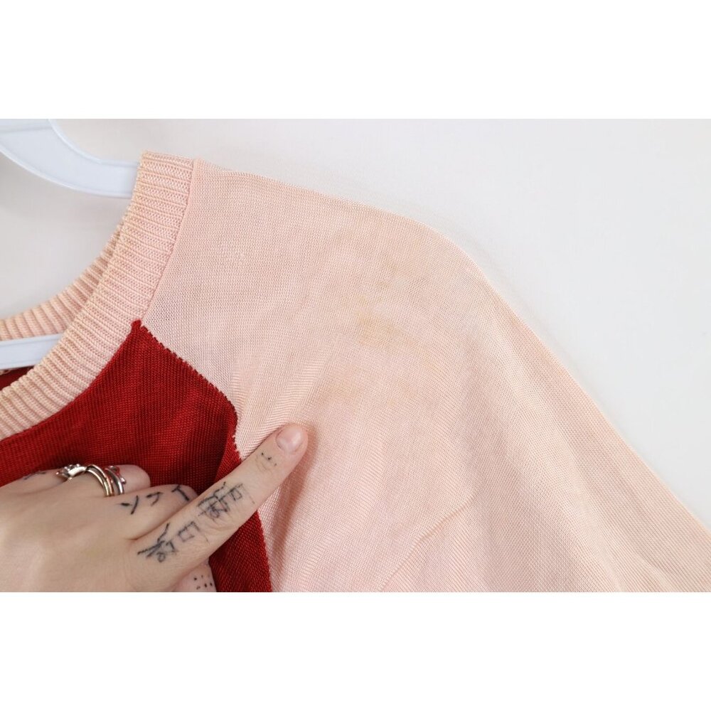 Vintage 40s 50s Mens Medium Distressed Rayon Knit… - image 4